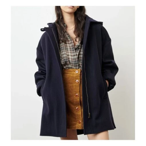 Nu Nana Recycled Wool Cloth Coat | Navy Blue - Image 3