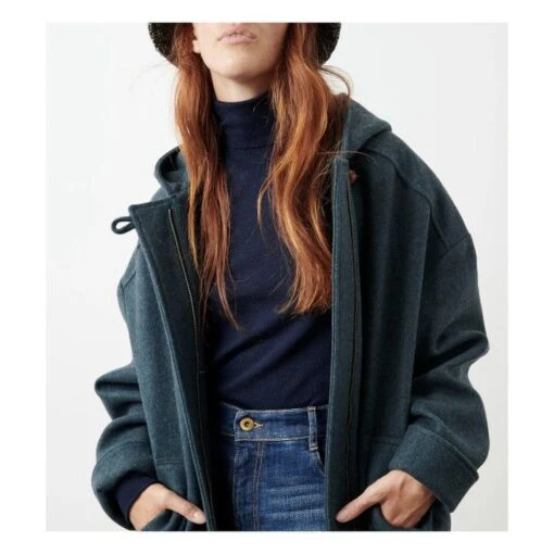 Nu Nana Recycled Wool Cloth Coat | Dark Green - Image 5