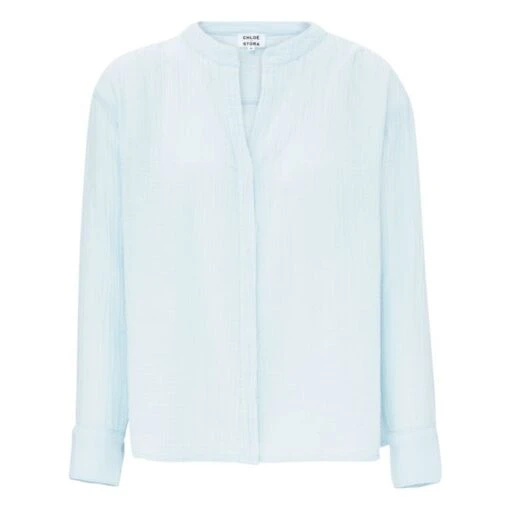 Derrick Double Cotton Gauze Shirt | Light Blue