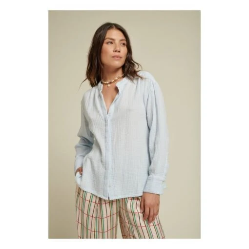 Derrick Double Cotton Gauze Shirt | Light Blue - Image 2
