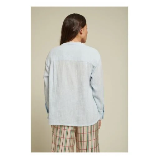 Derrick Double Cotton Gauze Shirt | Light Blue - Image 4