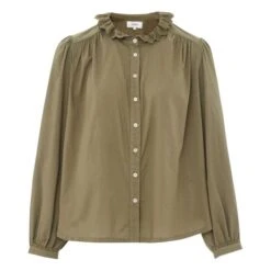 Cotton Poplin Fable Blouse | Moss Green