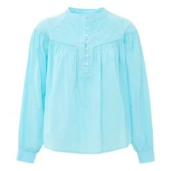 Delilah Cotton Poplin Blouse | Azure Blue
