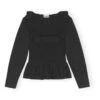 Ganni Smock Organic Cotton Blouse | Black -Best Cloths Shop unnamed file 1127