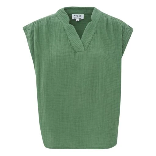 Armini Double Cotton Gauze Blouse | Green
