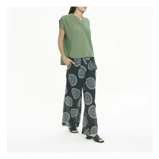 Armini Double Cotton Gauze Blouse | Green - Image 2