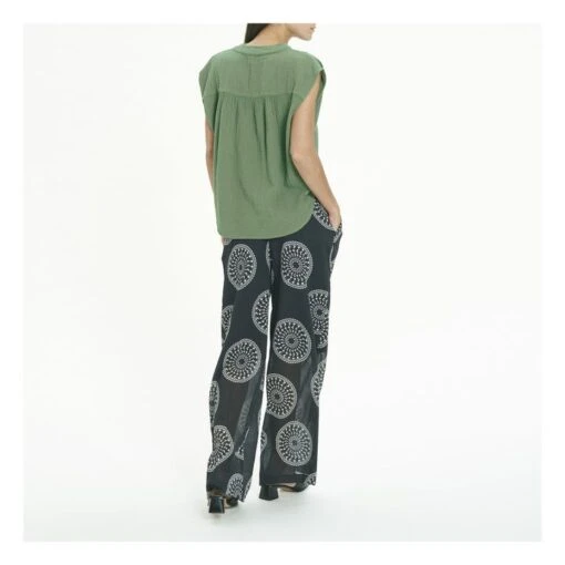 Armini Double Cotton Gauze Blouse | Green - Image 3