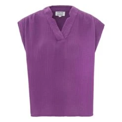 Armini Double Cotton Gauze Blouse | Purple