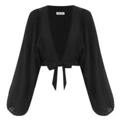 Batwing Linen Top | Black