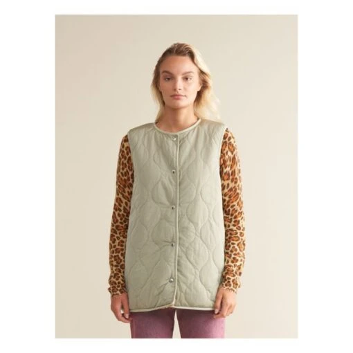 Bellerose Homman Sleeveless Jacket - Women's Collection | Green Clay - Image 4
