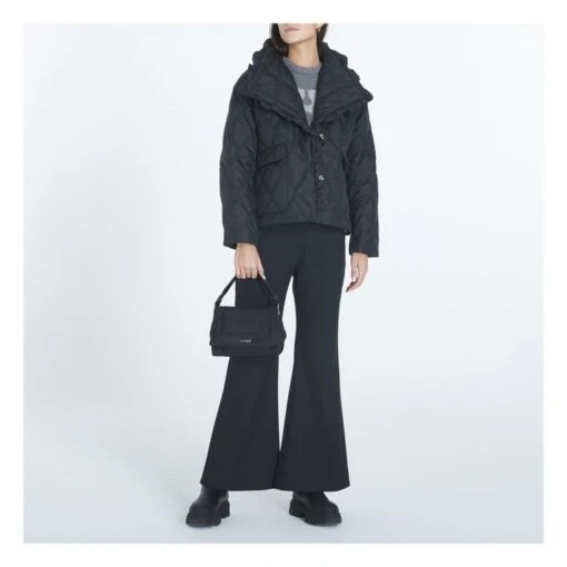 Ganni Ripstop Recycled Material Quilted Jacket | Black - Image 2
