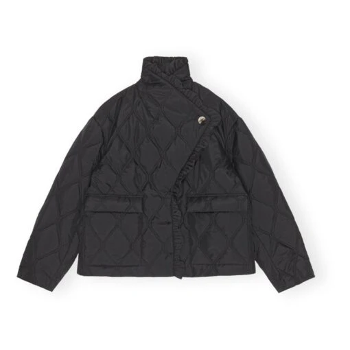 Ganni Ripstop Recycled Material Quilted Jacket | Black - Image 5