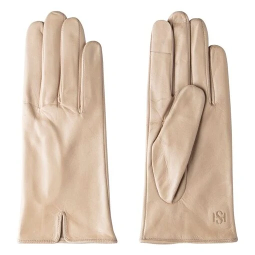 Essentials Leather Gloves | Beige