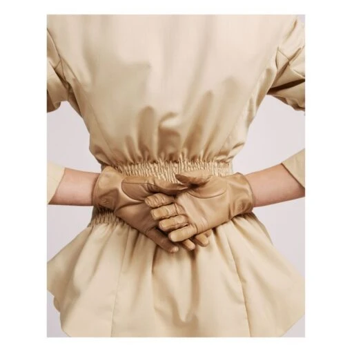 Essentials Leather Gloves | Beige - Image 2