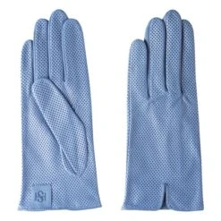 Statement Perforated Leather Gloves | Blue