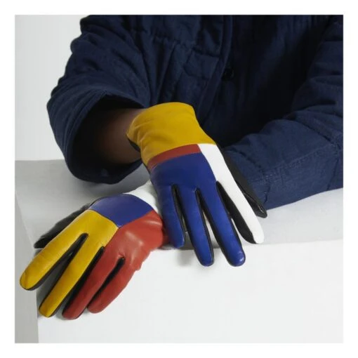 Elements Lambskin Leather Silk-Lined Gloves | Yellow - Image 2