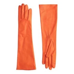 Essentials Long Cashmere Lined Leather Gloves | Orange