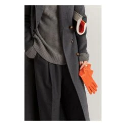 Essentials Long Cashmere Lined Leather Gloves | Orange -Best Cloths Shop unnamed file 3210