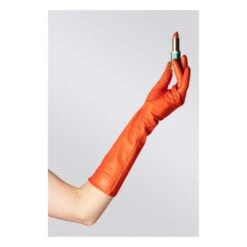 Essentials Long Cashmere Lined Leather Gloves | Orange -Best Cloths Shop unnamed file 3213