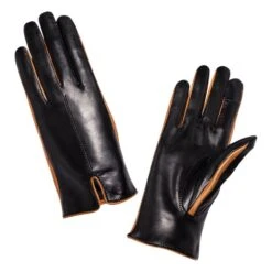 Hollow Lambskin Leather Silk-Lined Gloves | Black -Best Cloths Shop unnamed file 3226