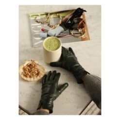 Essentials Cashmere Lined Leather Gloves | Green -Best Cloths Shop unnamed file 3236
