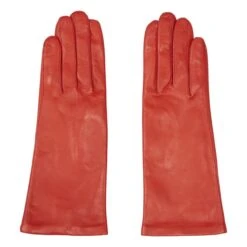 St. Honore Lambskin Leather Silk-Lined Gloves | Orange