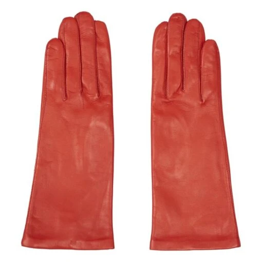 St. Honore Lambskin Leather Silk-Lined Gloves | Orange
