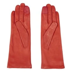 St. Honore Lambskin Leather Silk-Lined Gloves | Orange -Best Cloths Shop unnamed file 3271