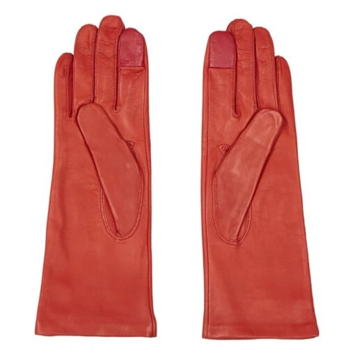 St. Honore Lambskin Leather Silk-Lined Gloves | Orange - Image 4