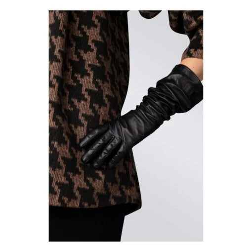 Essentials Long Cashmere Lined Leather Gloves | Black - Image 8