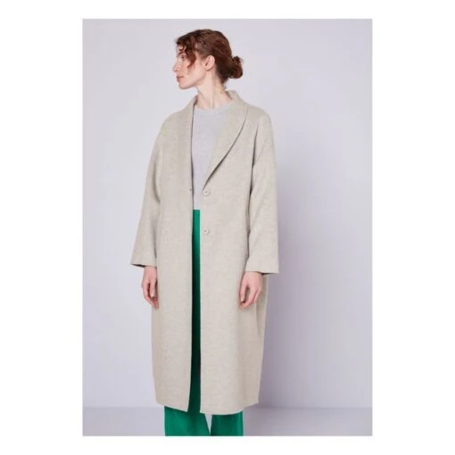 American Vintage Dadoulove Ample Long Wool Coat | Light Eather Grey - Image 3
