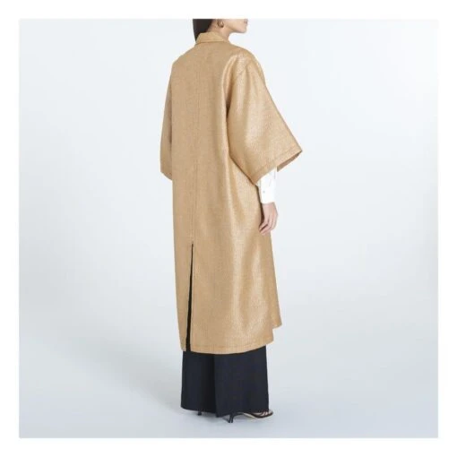 FORTE_FORTE Structured Jacquard Coat | Caramel - Image 3