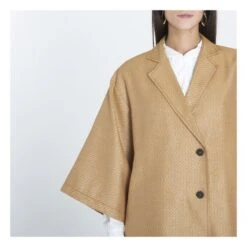 FORTE_FORTE Structured Jacquard Coat | Caramel -Best Cloths Shop unnamed file 3336