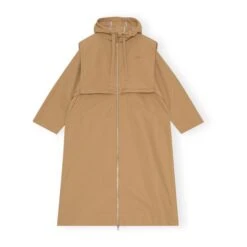 Ganni Oversized Hooded Coat | Camel