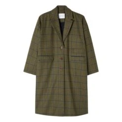 American Vintage Nelabird Tartan Wool Coat | Brown