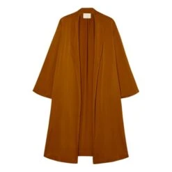 Momoni Amandine Crepe Satin Coat | Brown