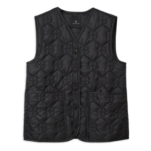 ANINE BING Andy Monogrammed Sleeveless Jacket | Black
