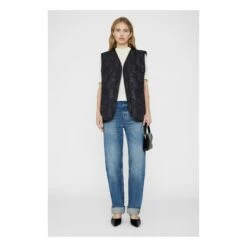 ANINE BING Andy Monogrammed Sleeveless Jacket | Black -Best Cloths Shop unnamed file 373