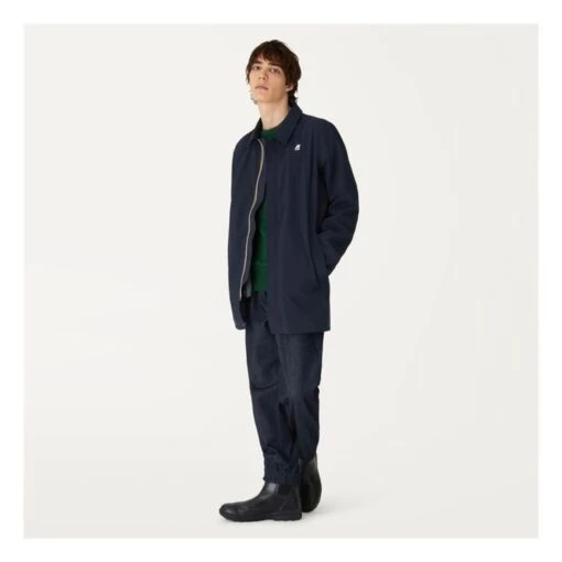 K-Way Benny Bonded Long Jacket | Navy Blue - Image 2