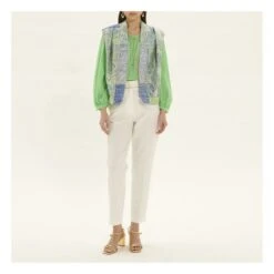 FORTE_FORTE Jacquard Metallic Sleeveless Jacket "Stars" | Green -Best Cloths Shop unnamed file 384