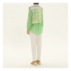 FORTE_FORTE Jacquard Metallic Sleeveless Jacket "Stars" | Green -Best Cloths Shop unnamed file 387