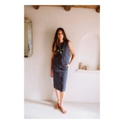 Lipp Sleeveless Striped Jacket | Navy Blue -Best Cloths Shop unnamed file 410