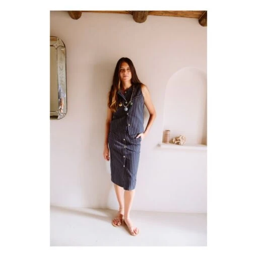 Lipp Sleeveless Striped Jacket | Navy Blue - Image 2