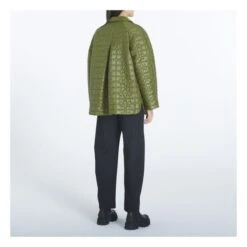 Ganni Shiny Recycled Material Quilted Jacket | Khaki -Best Cloths Shop unnamed file 44