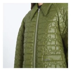 Ganni Shiny Recycled Material Quilted Jacket | Khaki -Best Cloths Shop unnamed file 45