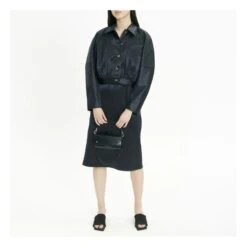 Ganni Veste Courte Double Satin Recyclé | Black -Best Cloths Shop unnamed file 585