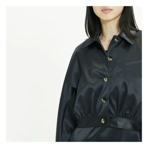 Ganni Veste Courte Double Satin Recyclé | Black - Image 4