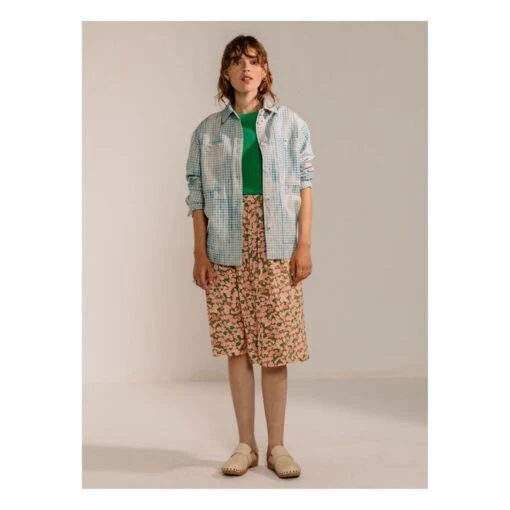 Bonnie Cotton And Linen Check Jacket | Azure Blue - Image 5