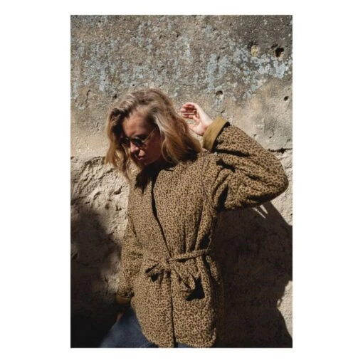 Sakura Quilted Cotton Gauze Jacket - Women's Collection | Caramel - Image 3