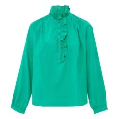 Caspian Cotton Poplin Blouse | Green